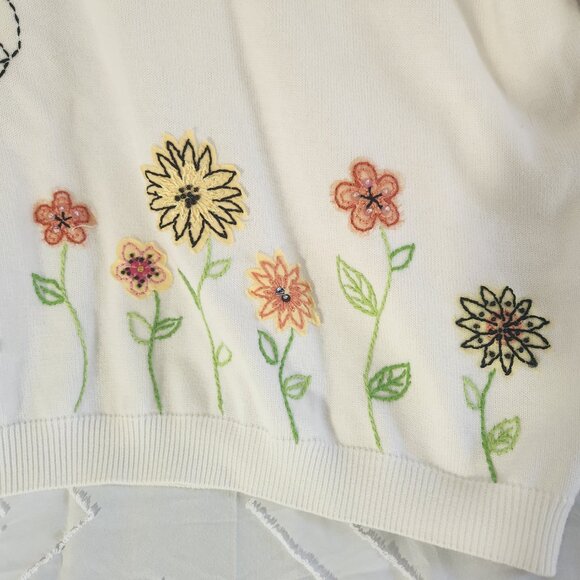 Vintage Alfred Dunner L Floral Embroidered Sweater Shirt - Picture 3 of 7